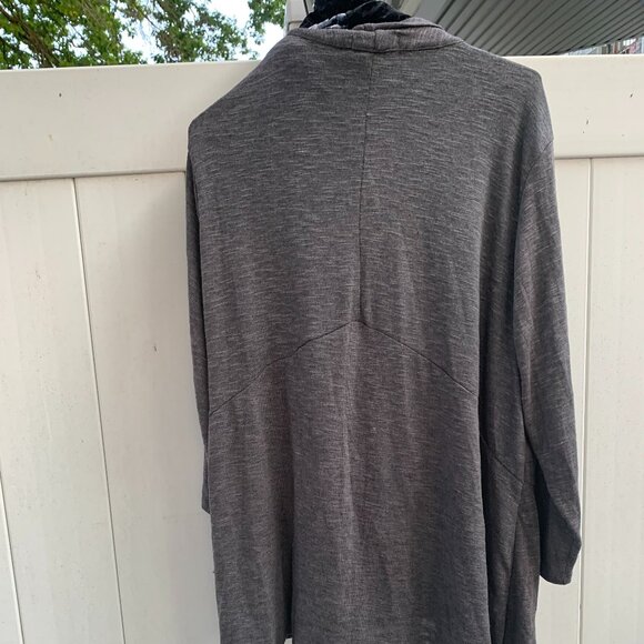 Gray Long Cardigan With Black Shell and Scarf - Picture 3 of 3